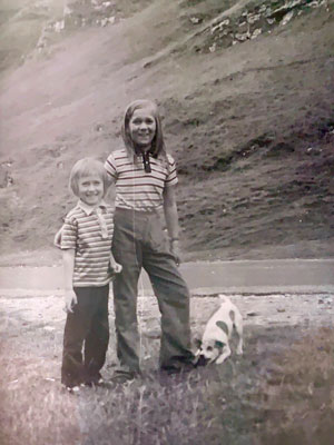 Nigel Vardy with his sister at Winnats in the 1970s