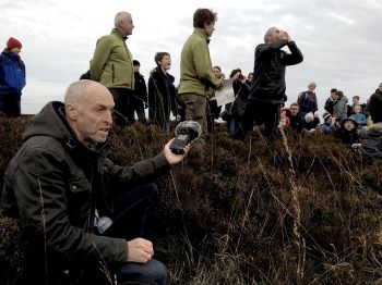 Poet Mark Gwynne Jones recording sounds