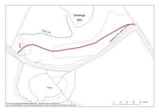 Map showing permissive path at Minninglow Sandpit